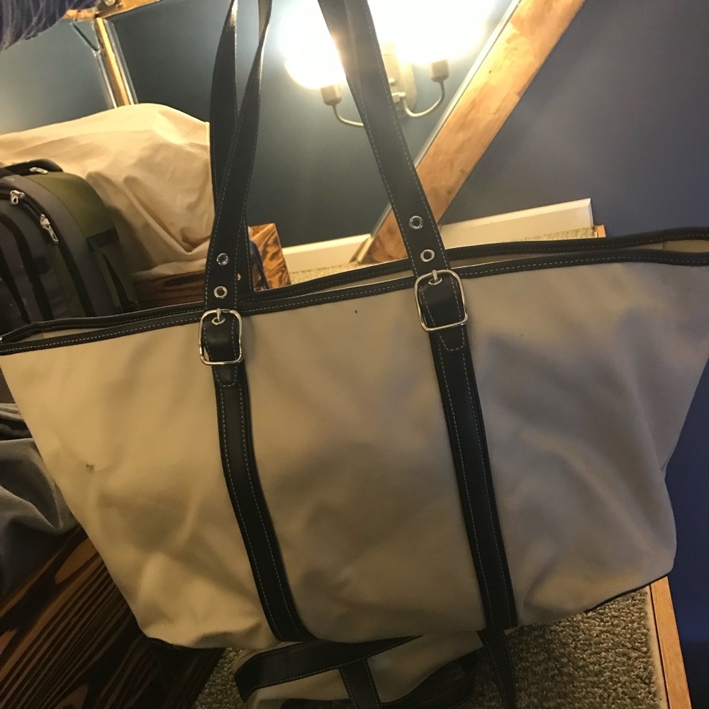 Coach large cream tote bag